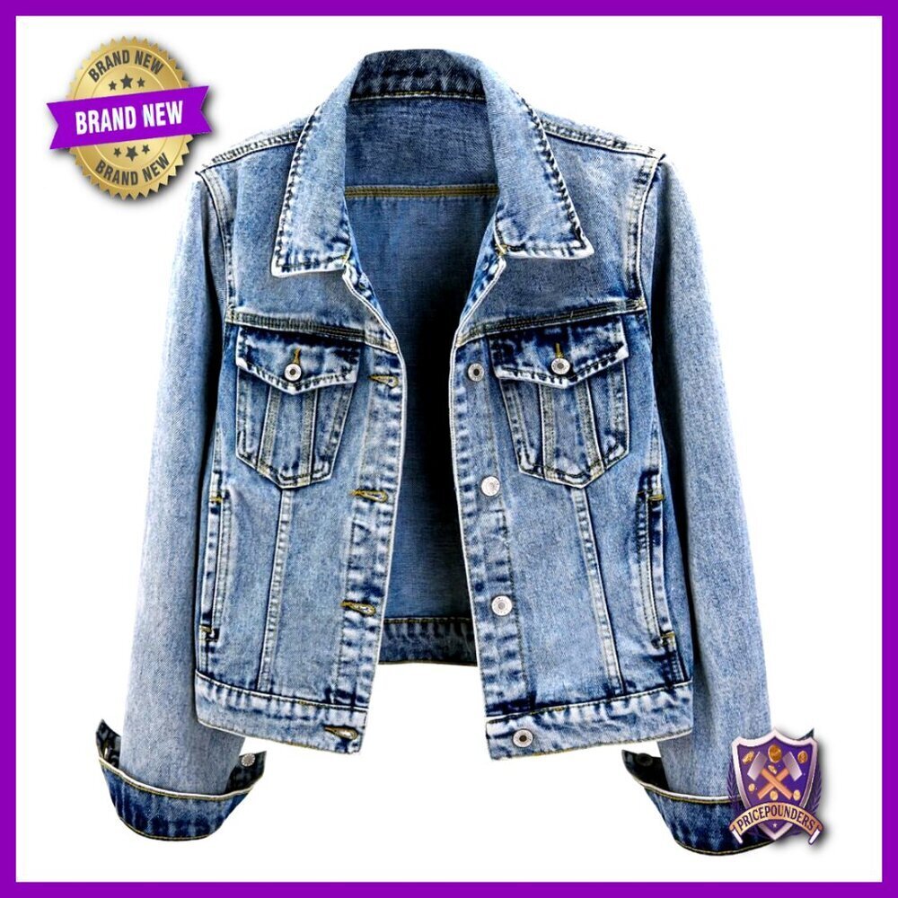 Vintage Denim Jacket Button Down Long Sleeves Loose Fit Casual Y2K Chic
